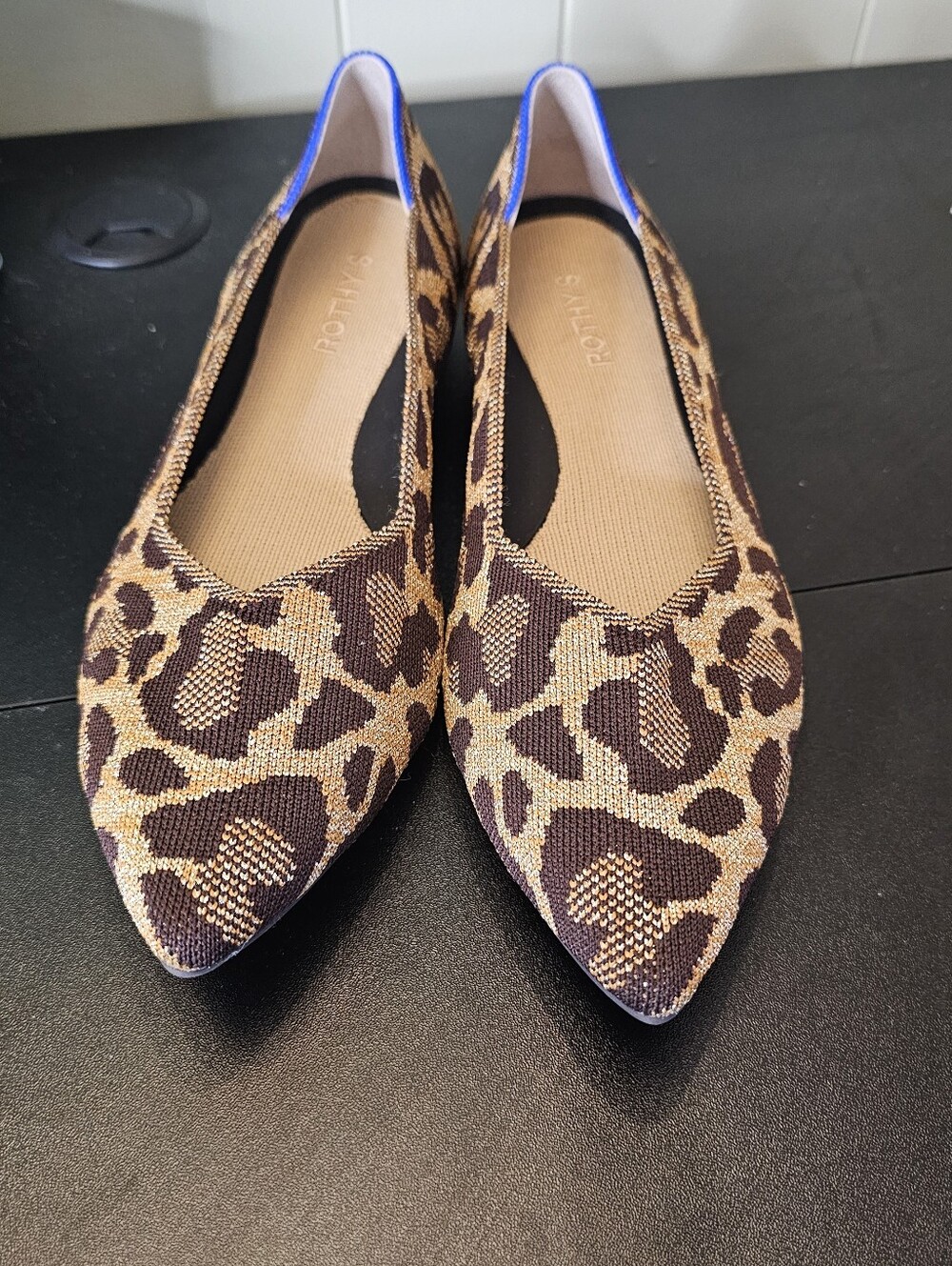 Rothy's Leopard Print Pointed Toe Flats - Brown & Black